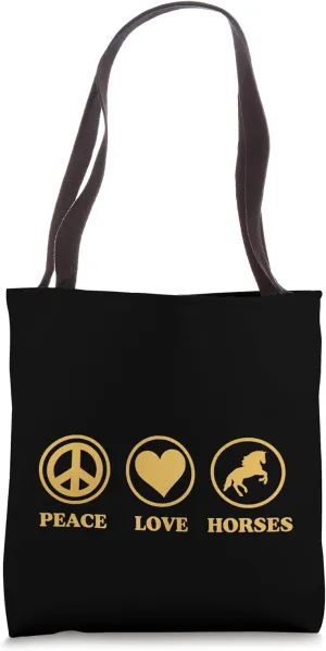 Peace Love Horses Simple Horse Graphic Tote Bag