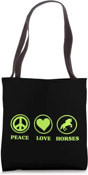 Peace Love Horses Simple Horse Graphic Tote Bag