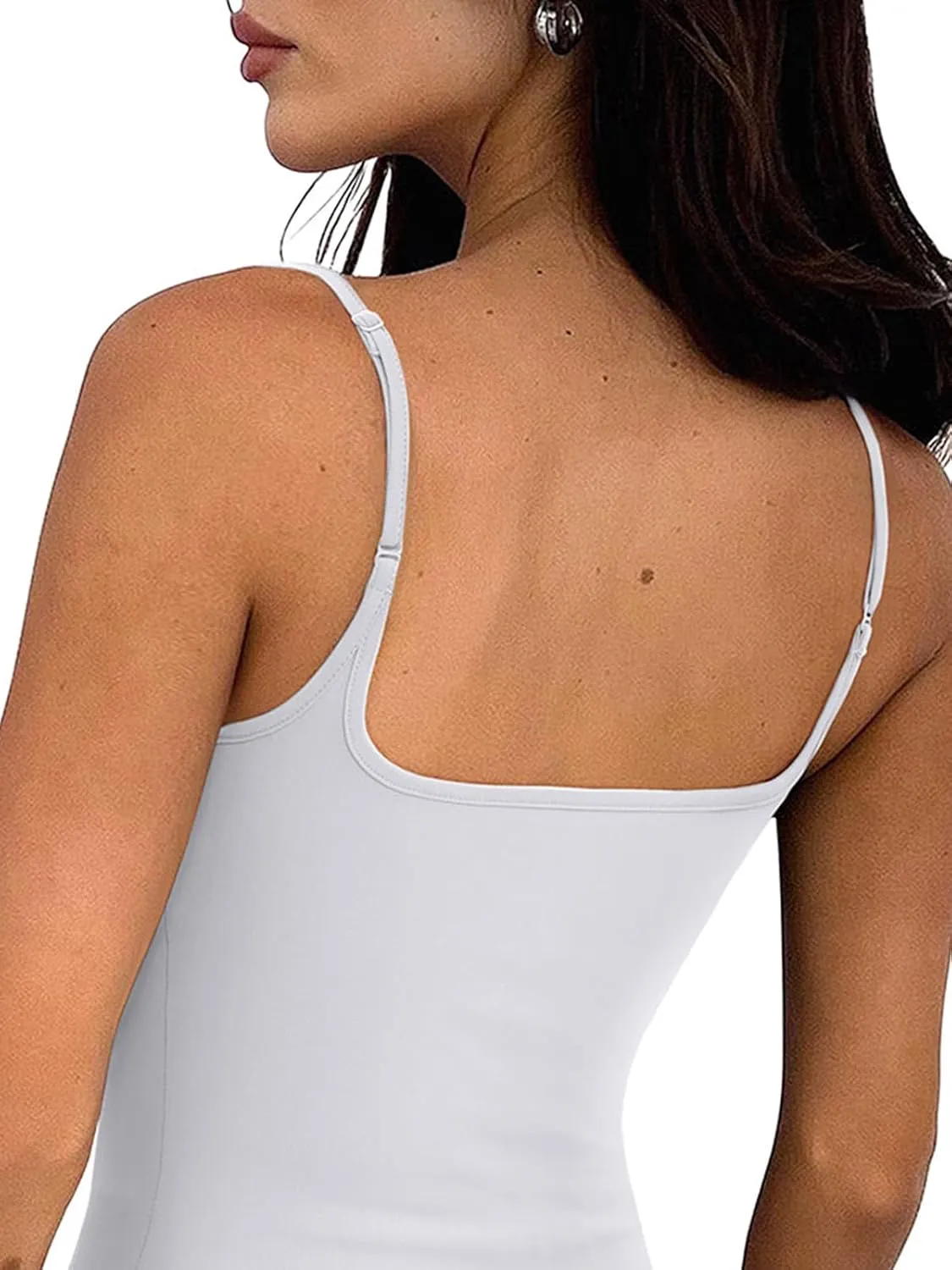 PINKMSTYLE Womens Double Lined Square Neck Bodysuit Spaghetti Strap Tank Top Sexy Going Out Tops