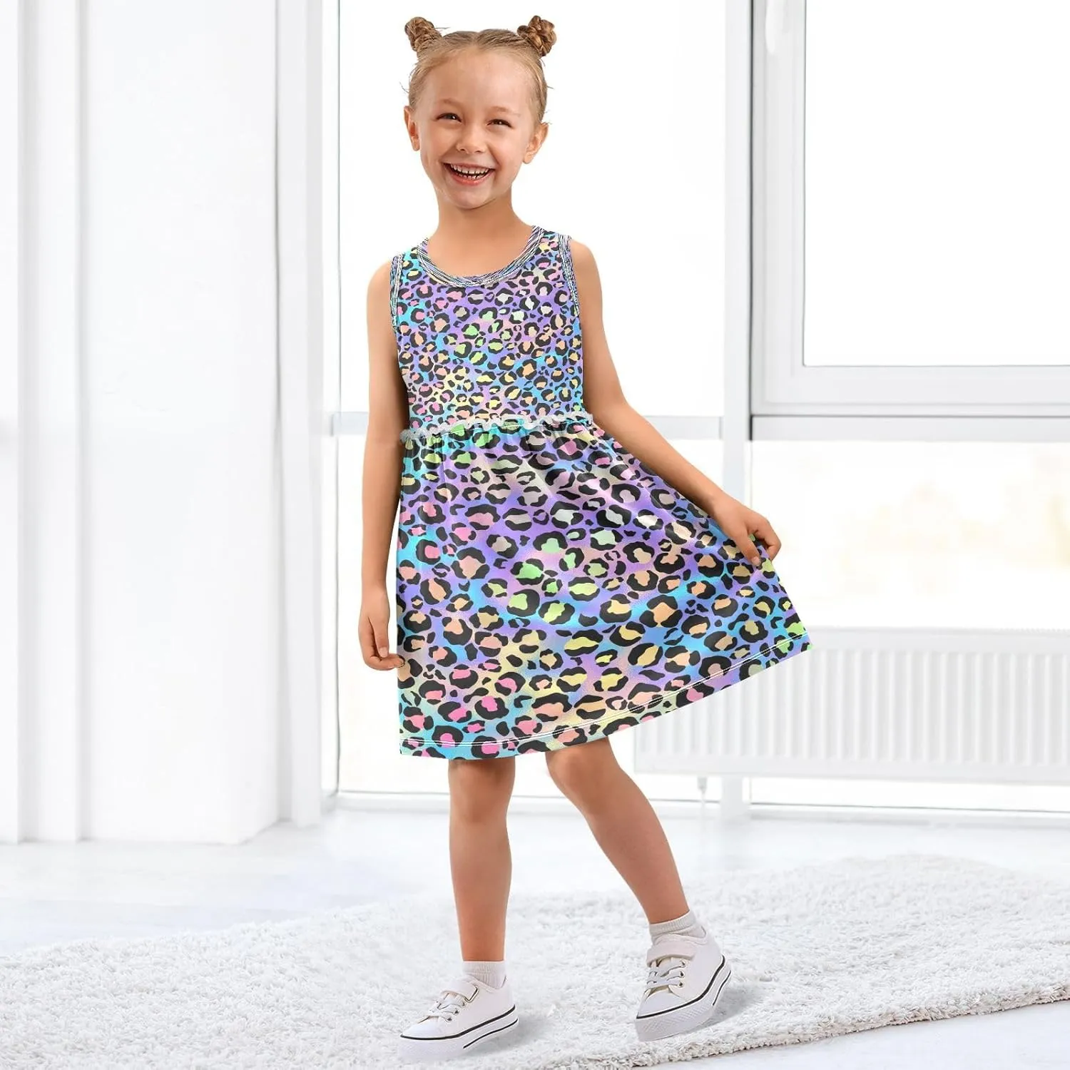 Plaaee Girls Sleeveless Dress Cute Panda Bear Sundress for Casual Home Party Beach 2T