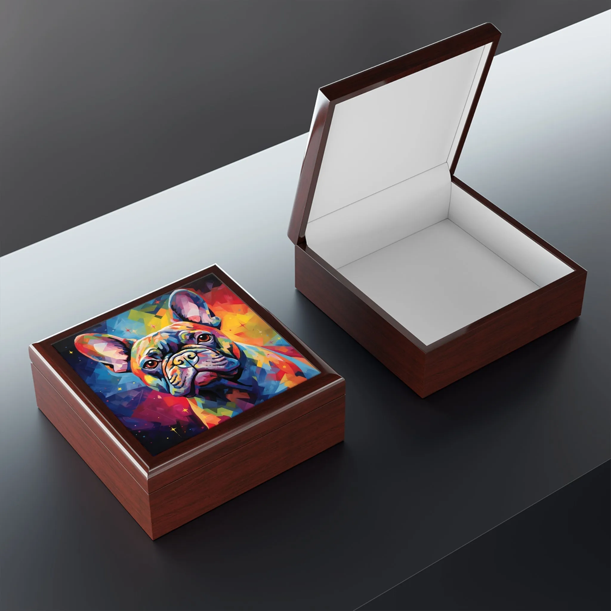 Pop Art French Bulldog Art Print Gift and Jewelry Box