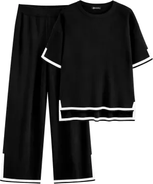 PRETTYGARDEN Two Piece Sets for Women 2025 Summer Spring Casual Sweater Knit Lounge Travel Matching Outfits Clothing