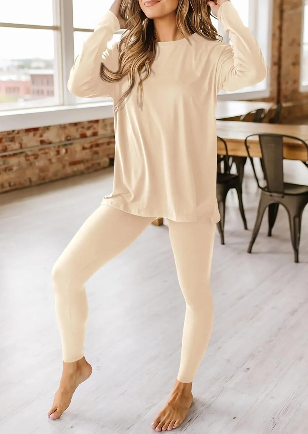 PRETTYGARDEN Women's 2 Piece Outfits Casual Long Sleeve Tunic Tops Legging Pants Matching Lounge Sets Sweatsuits