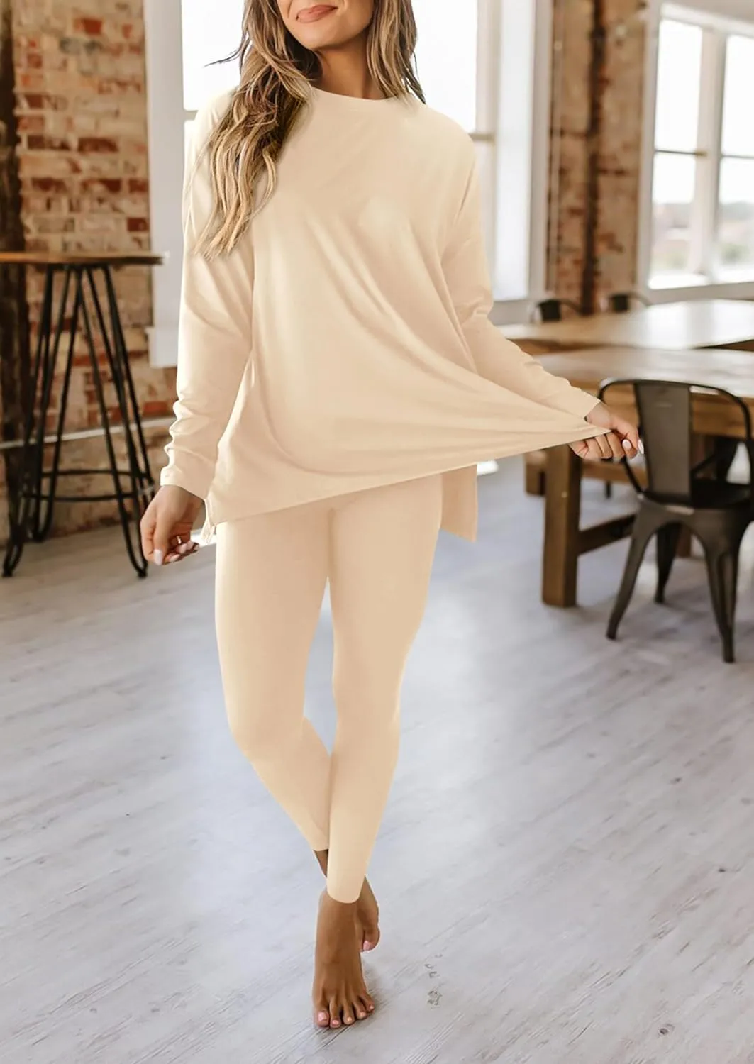 PRETTYGARDEN Women's 2 Piece Outfits Casual Long Sleeve Tunic Tops Legging Pants Matching Lounge Sets Sweatsuits