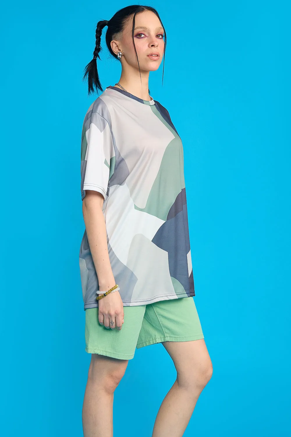 Printed Women's T-Shirt- Camo Abstract