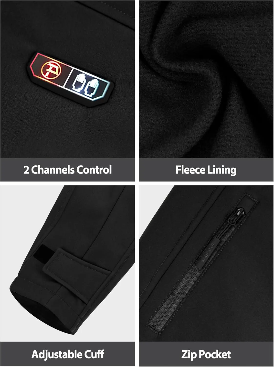 PTAHDUS Women's Heated Jackets 5 Heat Zones Battery Pack Included, with Hand Warmer Pocket