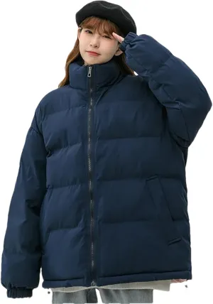 Pulcykp Women's Down Jackets Winter Stand Collar Splicing Thicken Puffer Coat Cotton Padded Outwear