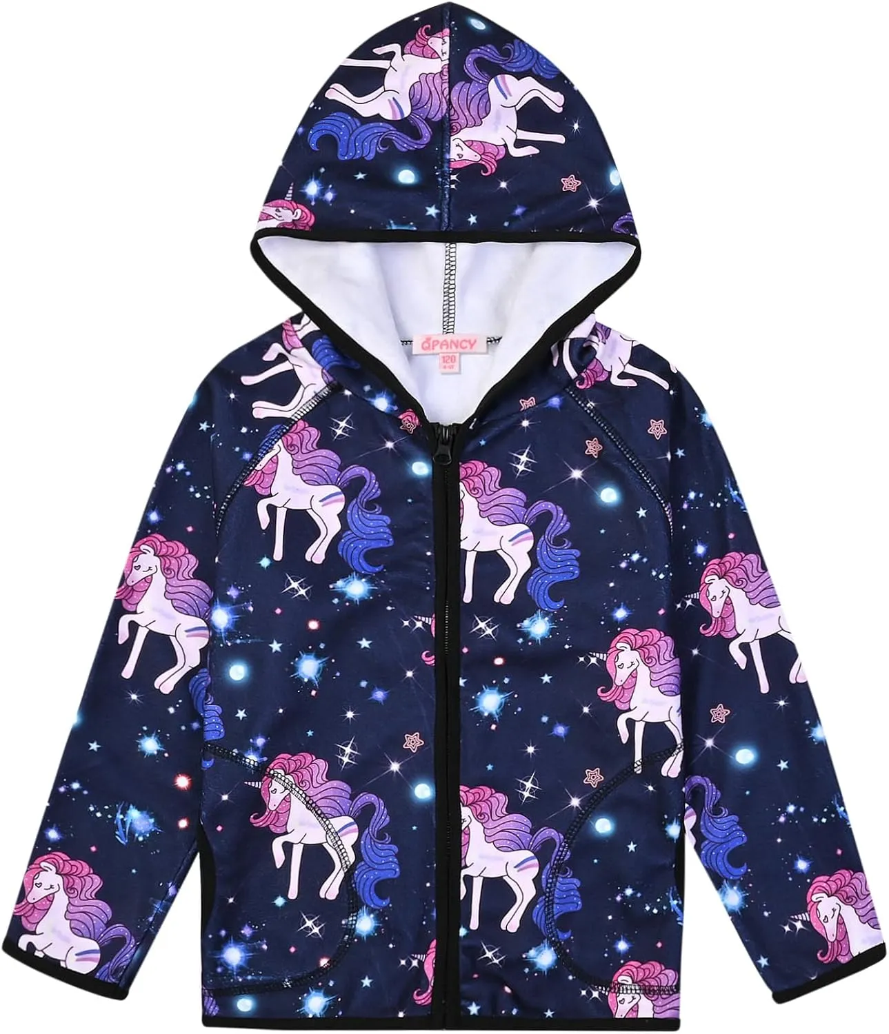 QPANCY Girls Fleece Jackets Zip Up Hoodie Kids Fall Winter Warm Sweatshirts Clothes with Pockets