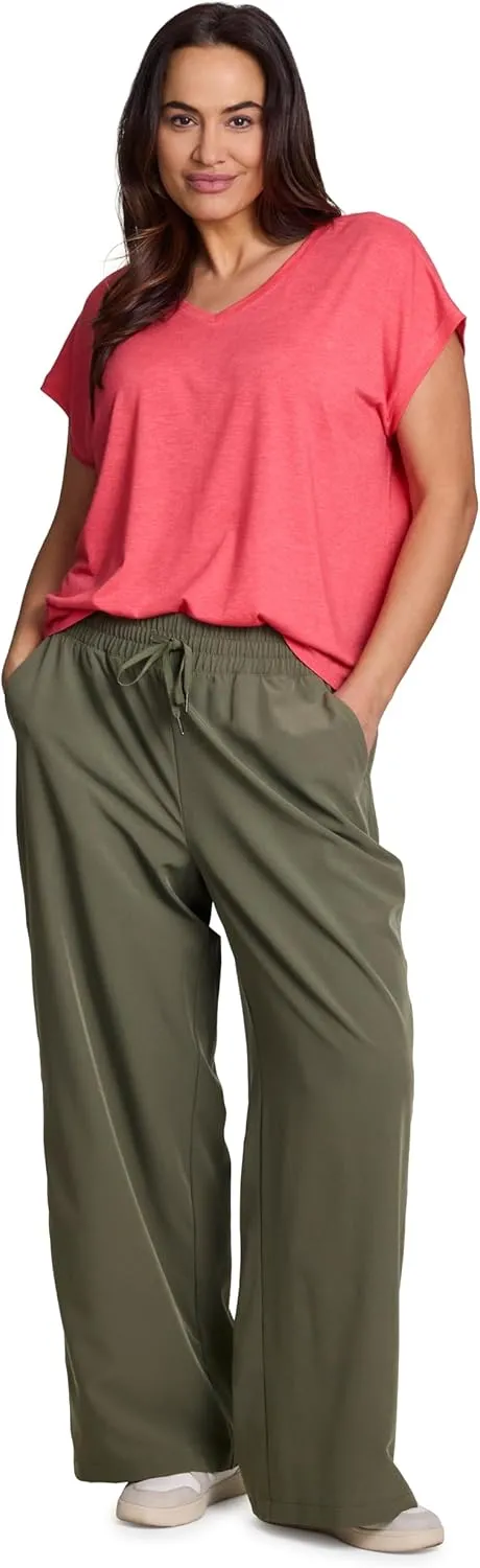 RBX Active Women's Plus Size Wide Leg Pant, Lightweight Relaxed Fit Quick Dry Weekend Pant with Pockets