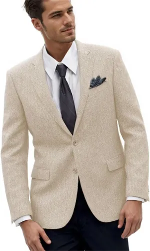 Retro Herringbone Mens Suit Jackets Tweed Slim Fit Sport Coats Prom Business Blazer Casual Men Tux Jacket Wedding Blazers