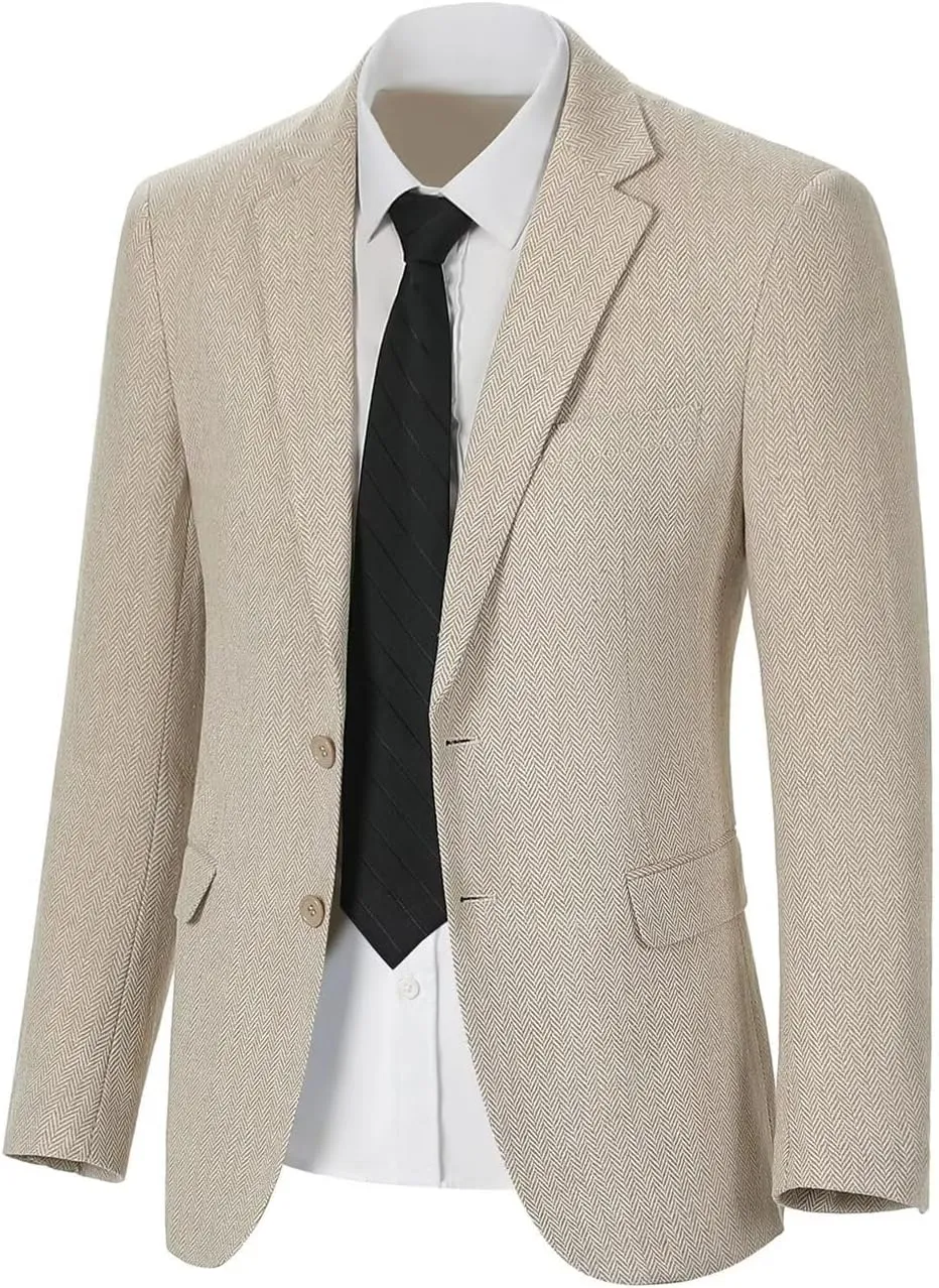 Retro Herringbone Mens Suit Jackets Tweed Slim Fit Sport Coats Prom Business Blazer Casual Men Tux Jacket Wedding Blazers
