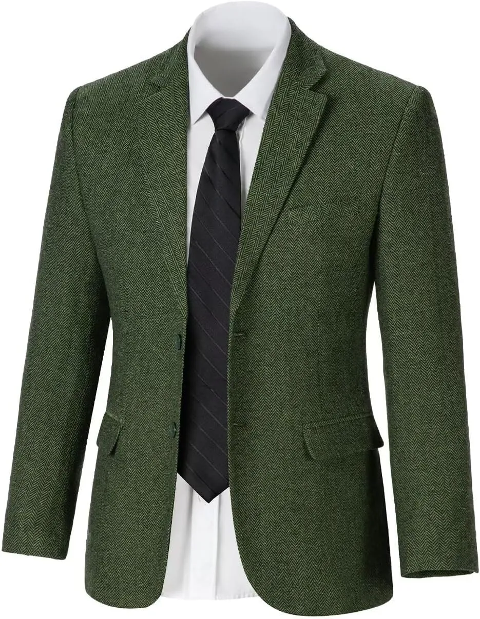 Retro Herringbone Mens Suit Jackets Tweed Slim Fit Sport Coats Prom Business Blazer Casual Men Tux Jacket Wedding Blazers