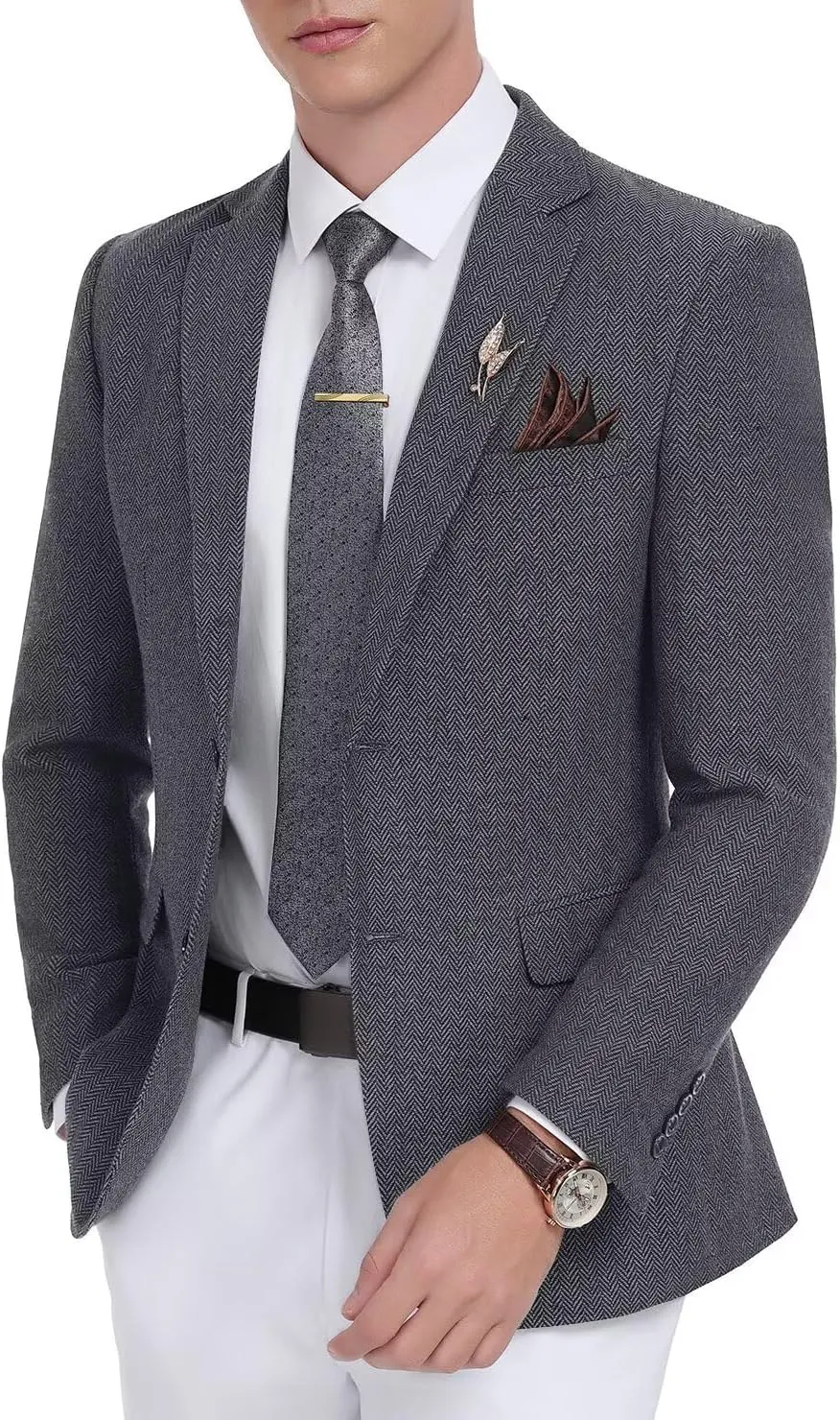 Retro Tweed Men's Suit Jackets Herringbone Slim Fit Sport Coats Blazer Prom Business Casual Men Tux Jacket Wedding Blazers
