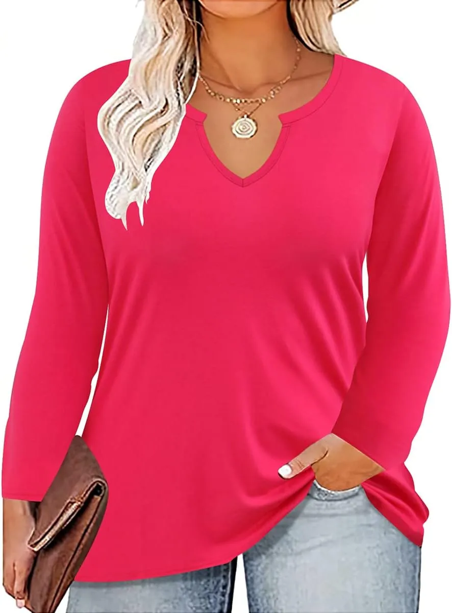 RITERA Plus Size Tops for Women Long Sleeve T-Shirt Cowl Neck Casual Blouses Fall Winter Tunics