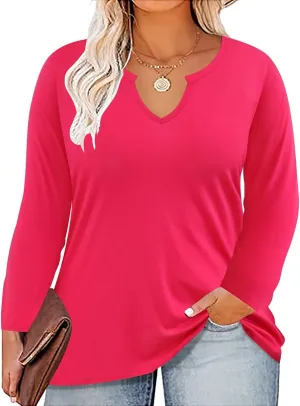 RITERA Plus Size Tops for Women Long Sleeve T-Shirt Cowl Neck Casual Blouses Fall Winter Tunics