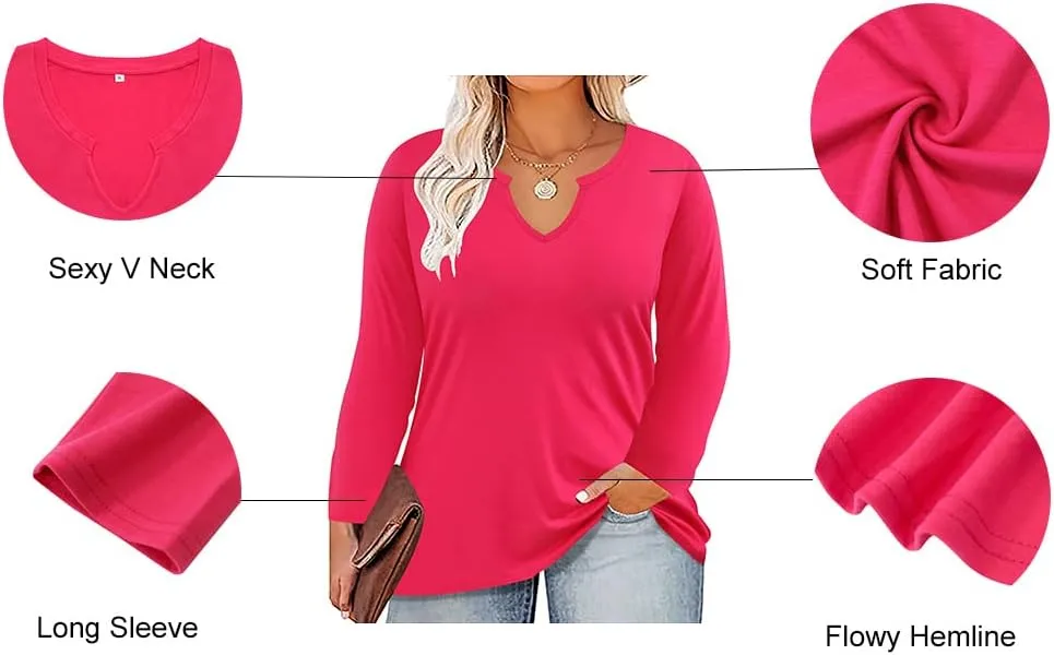 RITERA Plus Size Tops for Women Long Sleeve T-Shirt Cowl Neck Casual Blouses Fall Winter Tunics