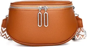 Saddle Shoulder Bag for Women Genuine Leather Fashion Crossbody Small Handbag Purse Clutch with Wide Strapbag2276OWOISS