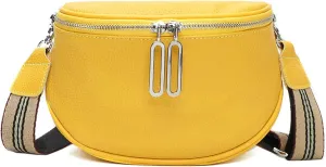 Saddle Shoulder Bag for Women Genuine Leather Fashion Crossbody Small Handbag Purse Clutch with Wide Strapbag686OWOISS