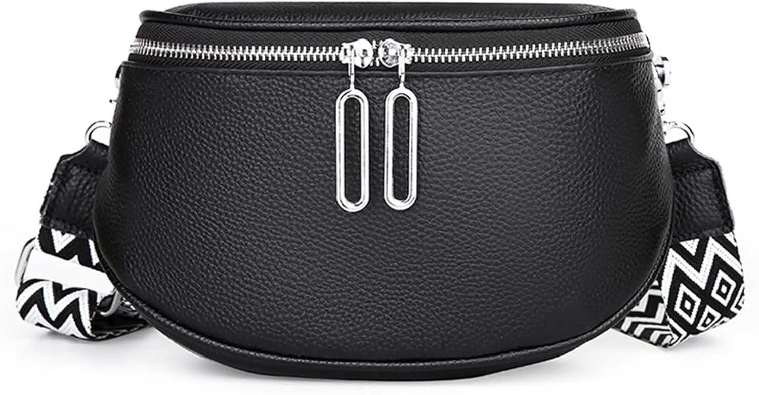 Saddle Shoulder Bag for Women Genuine Leather Fashion Crossbody Small Handbag Purse Clutch with Wide Strapbag690OWOISS