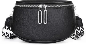Saddle Shoulder Bag for Women Genuine Leather Fashion Crossbody Small Handbag Purse Clutch with Wide Strapbag690OWOISS