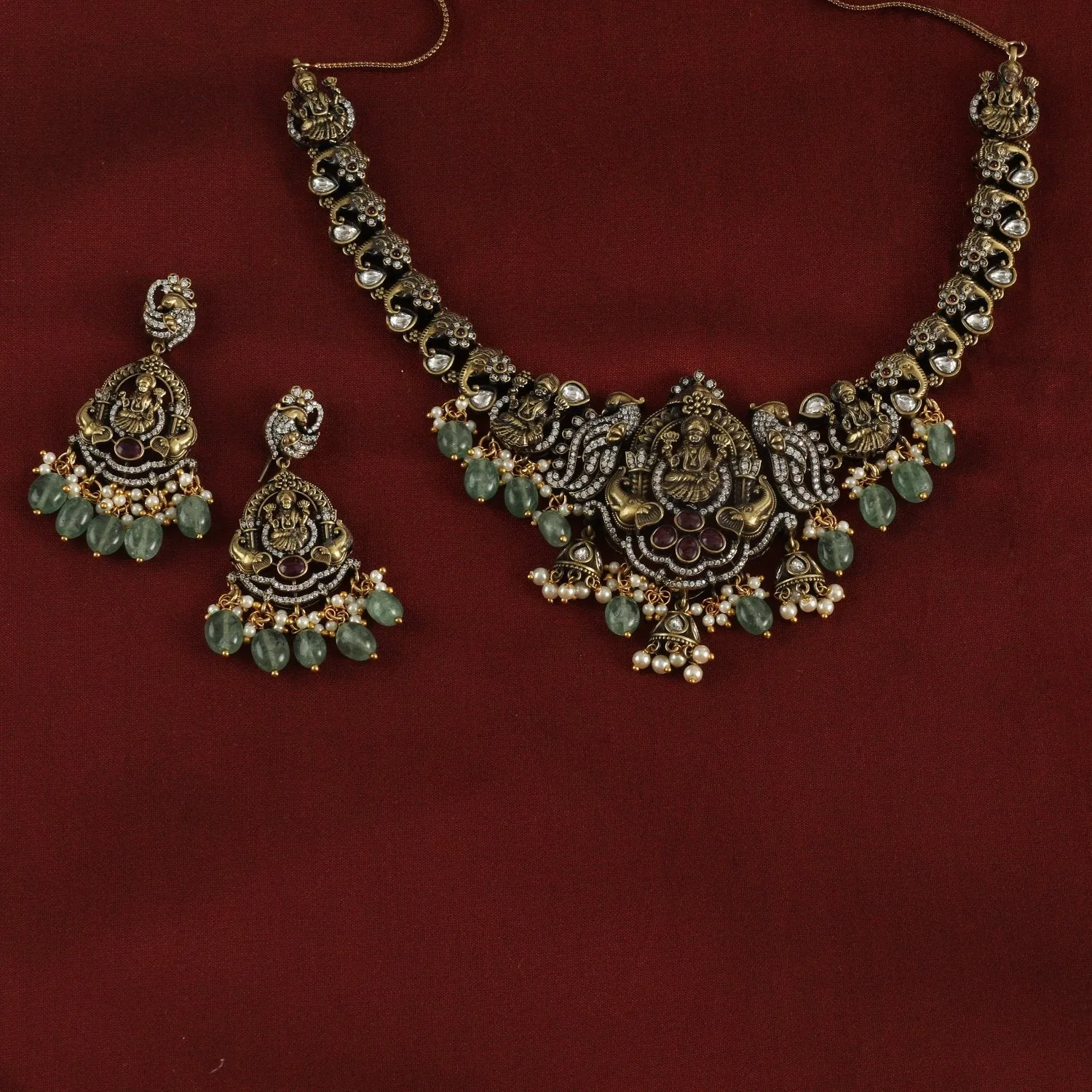 Sarvani Laxmi Temple Necklace Set