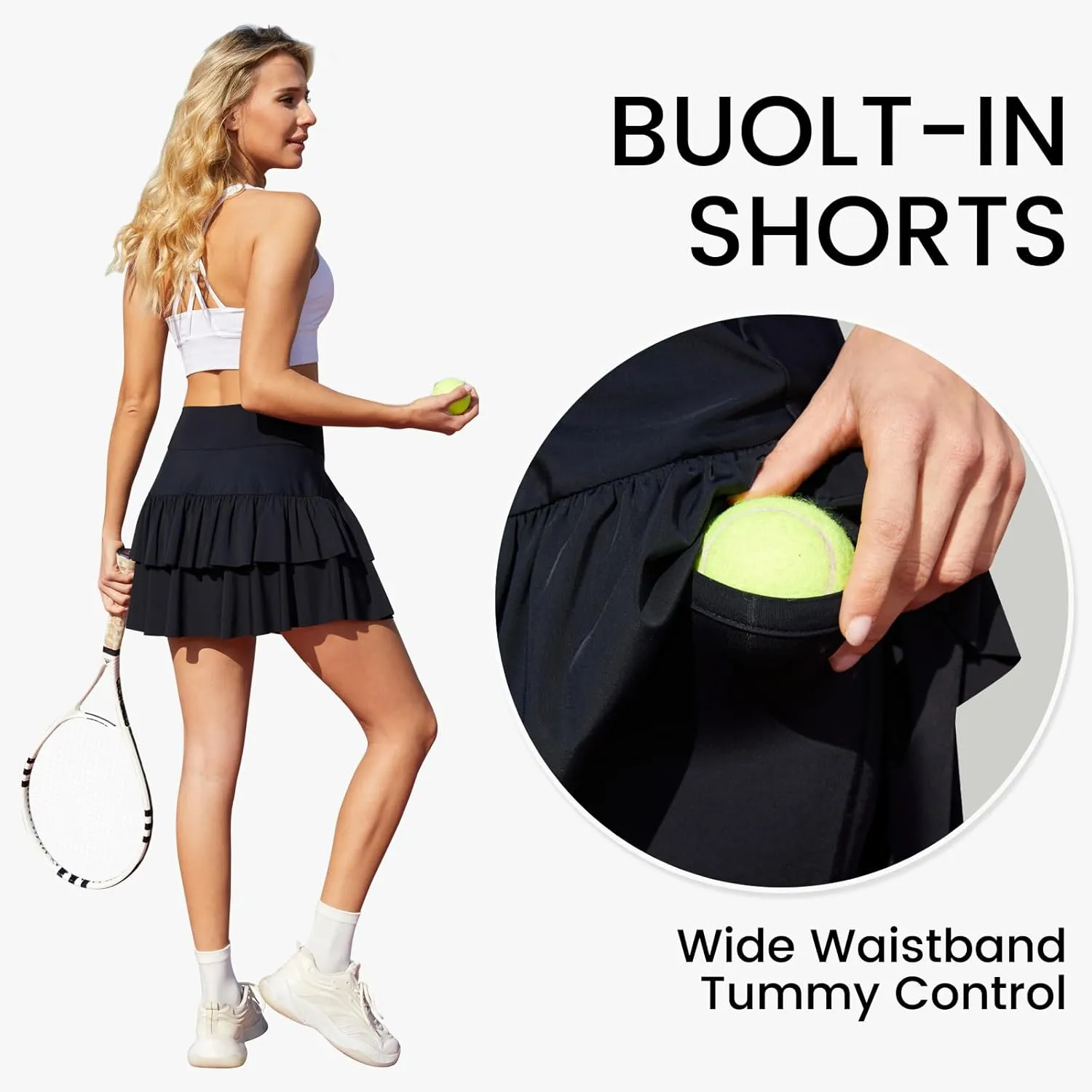 SEMARO Womens Tennis Athletic Golf Skorts Skirts Crossover High Waisted Running Workout Skorts with Pockets
