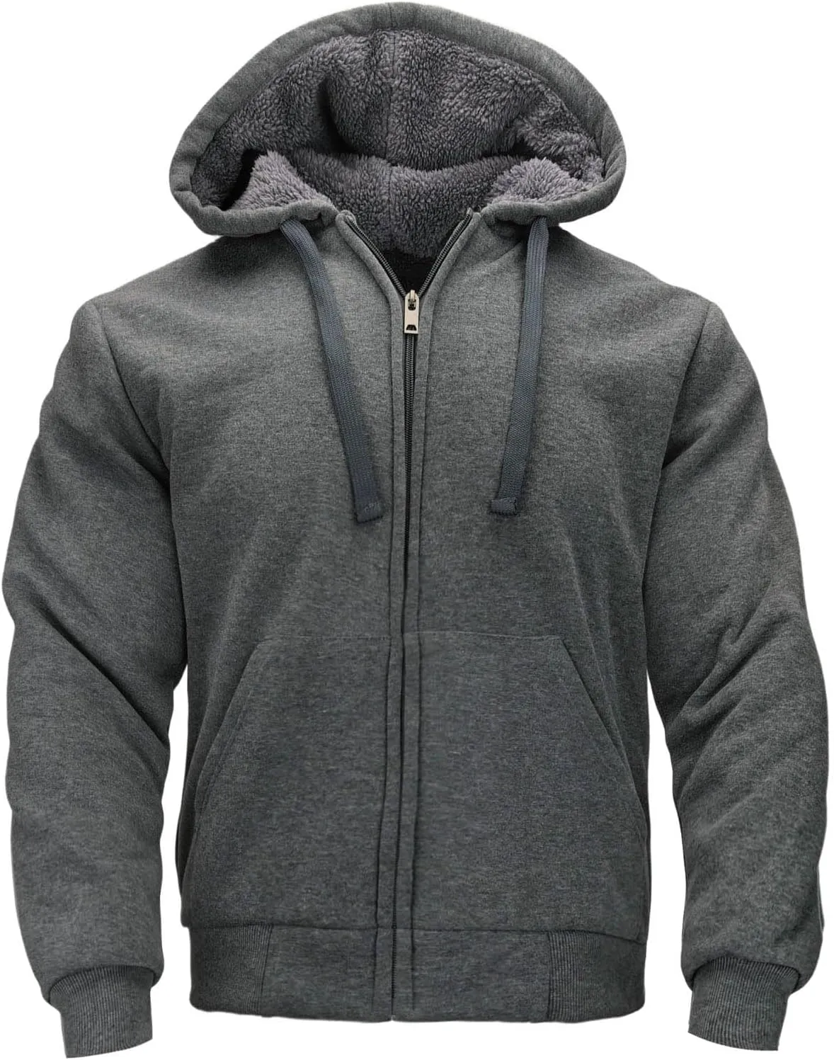 Sherpa Lined Hoodies for Men Heavyweight Full Zip Up Sweatshirt Thick Fleece Jackets Winter Warm Coats