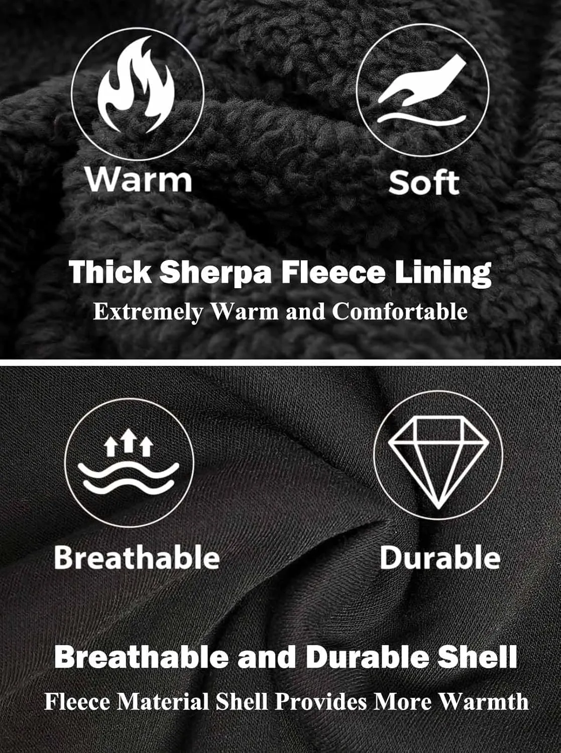 Sherpa Lined Hoodies for Men Heavyweight Full Zip Up Sweatshirt Thick Fleece Jackets Winter Warm Coats