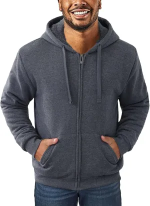 Sherpa Lined Hoodies for Men Heavyweight Full Zip Up Sweatshirt Thick Fleece Jackets Winter Warm Coats