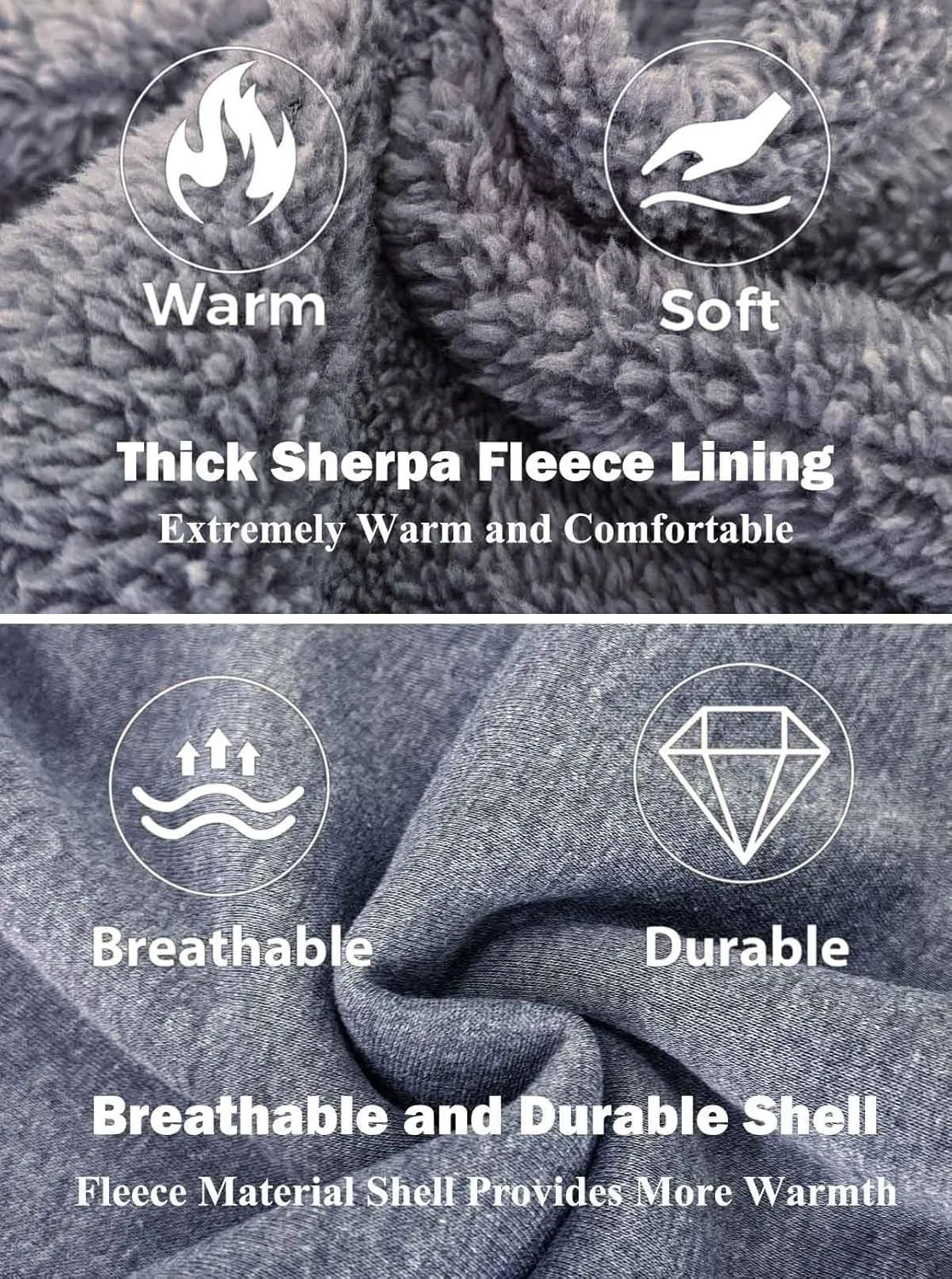 Sherpa Lined Hoodies for Men Heavyweight Full Zip Up Sweatshirt Thick Fleece Jackets Winter Warm Coats