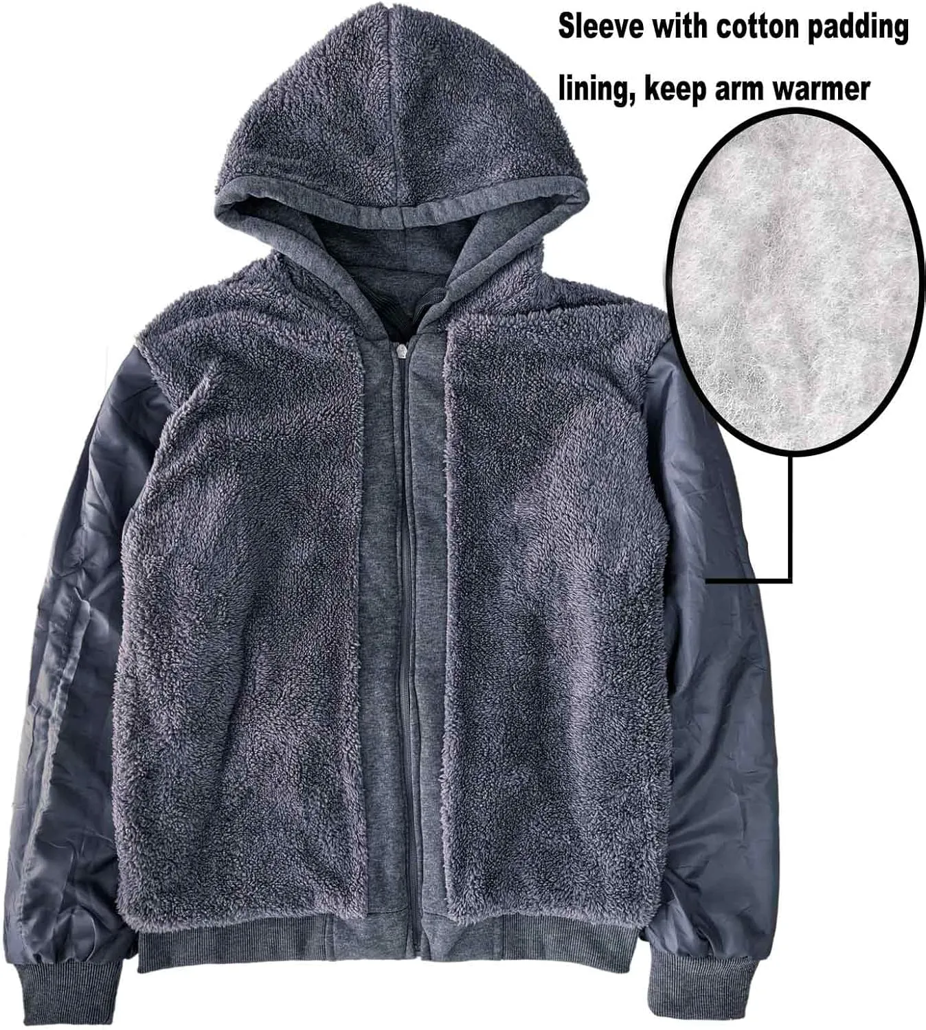 Sherpa Lined Hoodies for Men Heavyweight Full Zip Up Sweatshirt Thick Fleece Jackets Winter Warm Coats