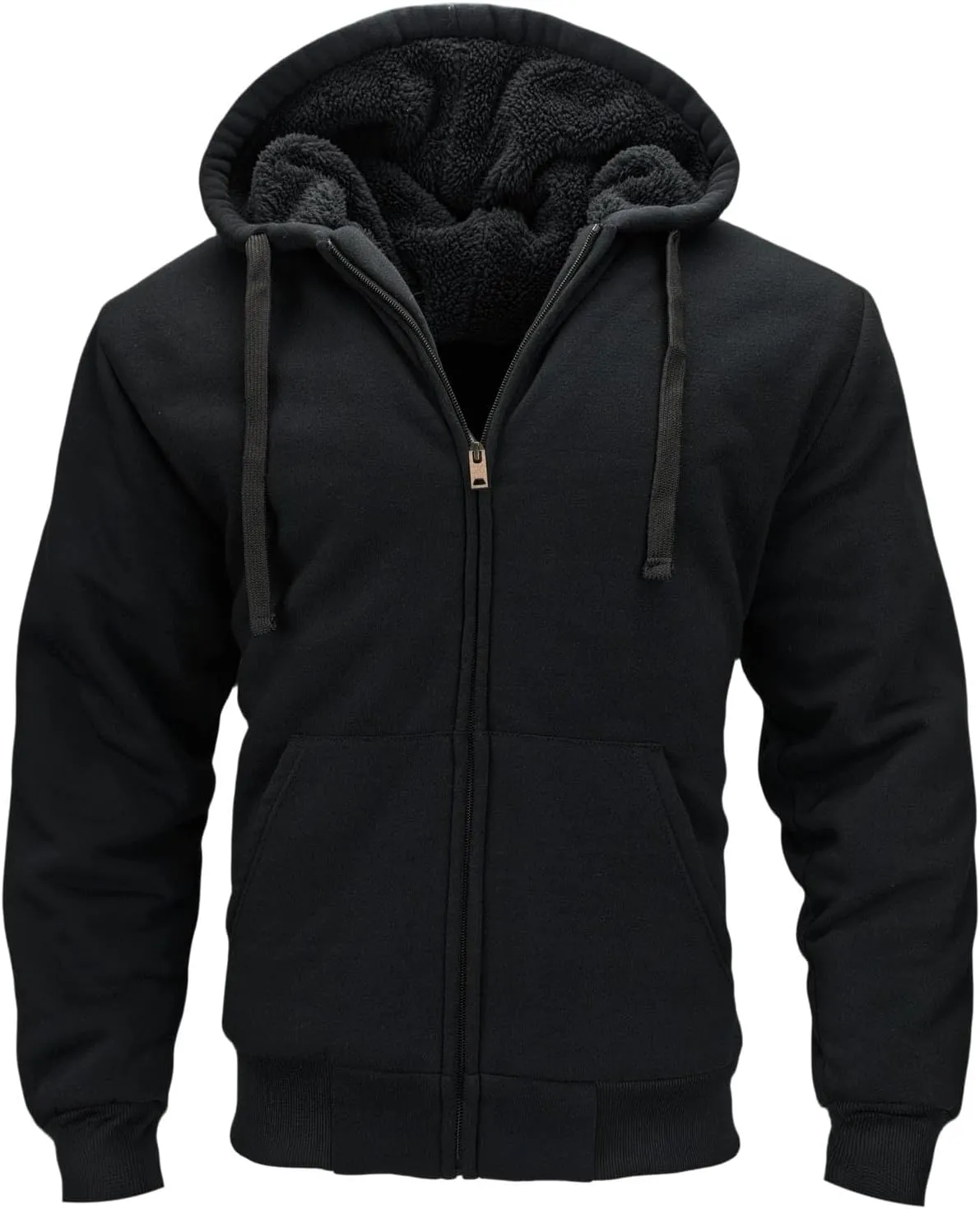 Sherpa Lined Hoodies for Men Heavyweight Full Zip Up Sweatshirt Thick Fleece Jackets Winter Warm Coats