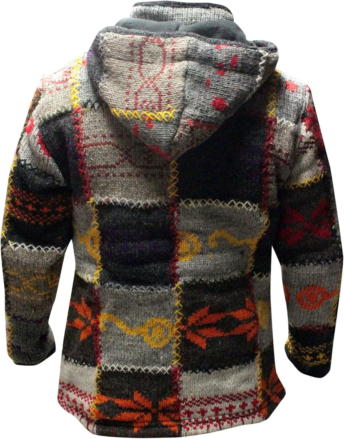 Shopoholic Fashion Patchwork Designed High Neck Hippie Boho mens winter jacket, Multicolor