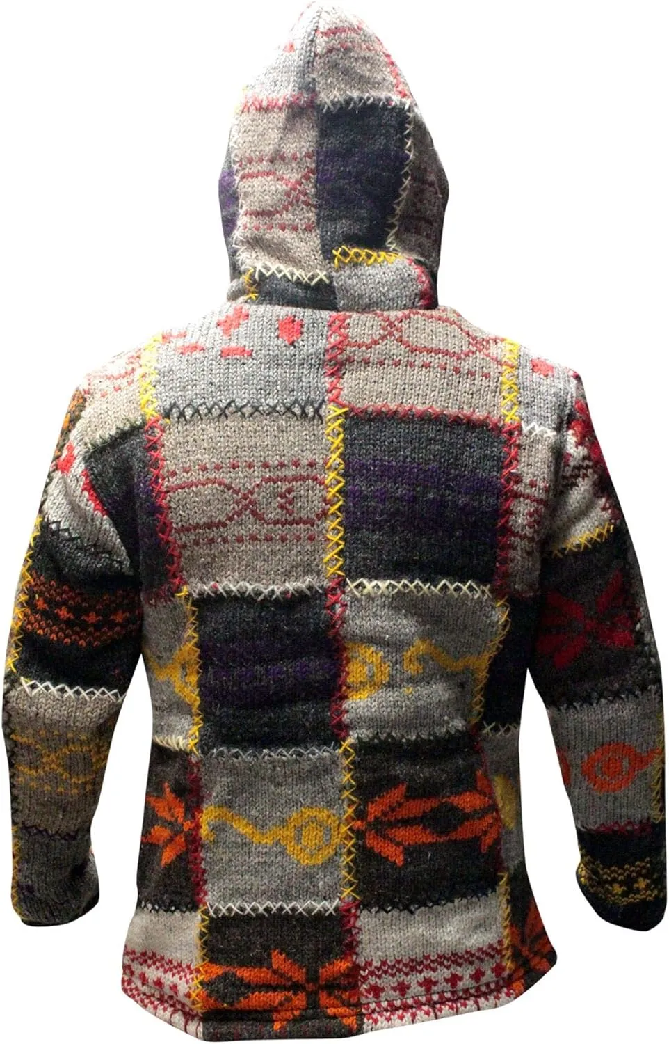 Shopoholic Fashion Patchwork Designed High Neck Hippie Boho mens winter jacket, Multicolor