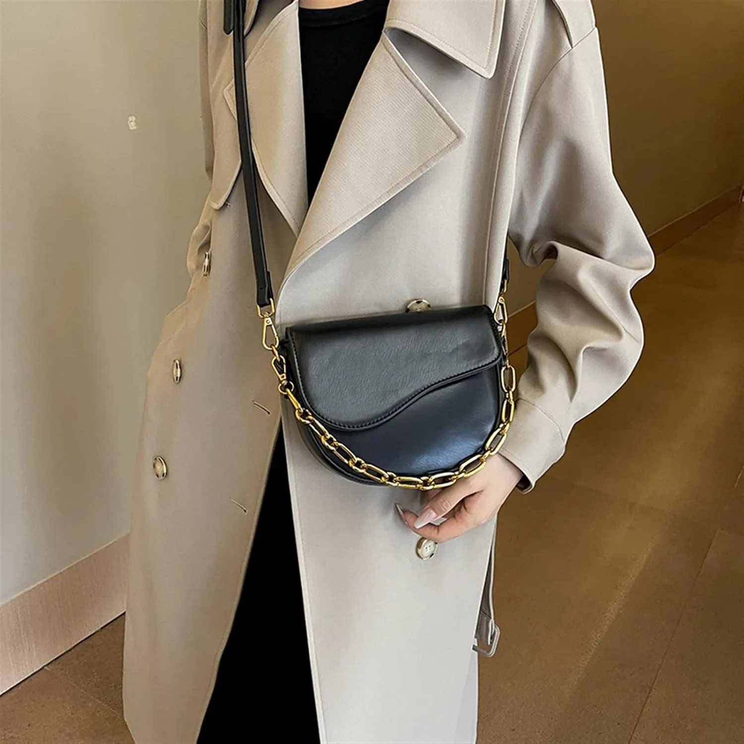 Simple Texture Women's Saddle Bag Crossbody Bag