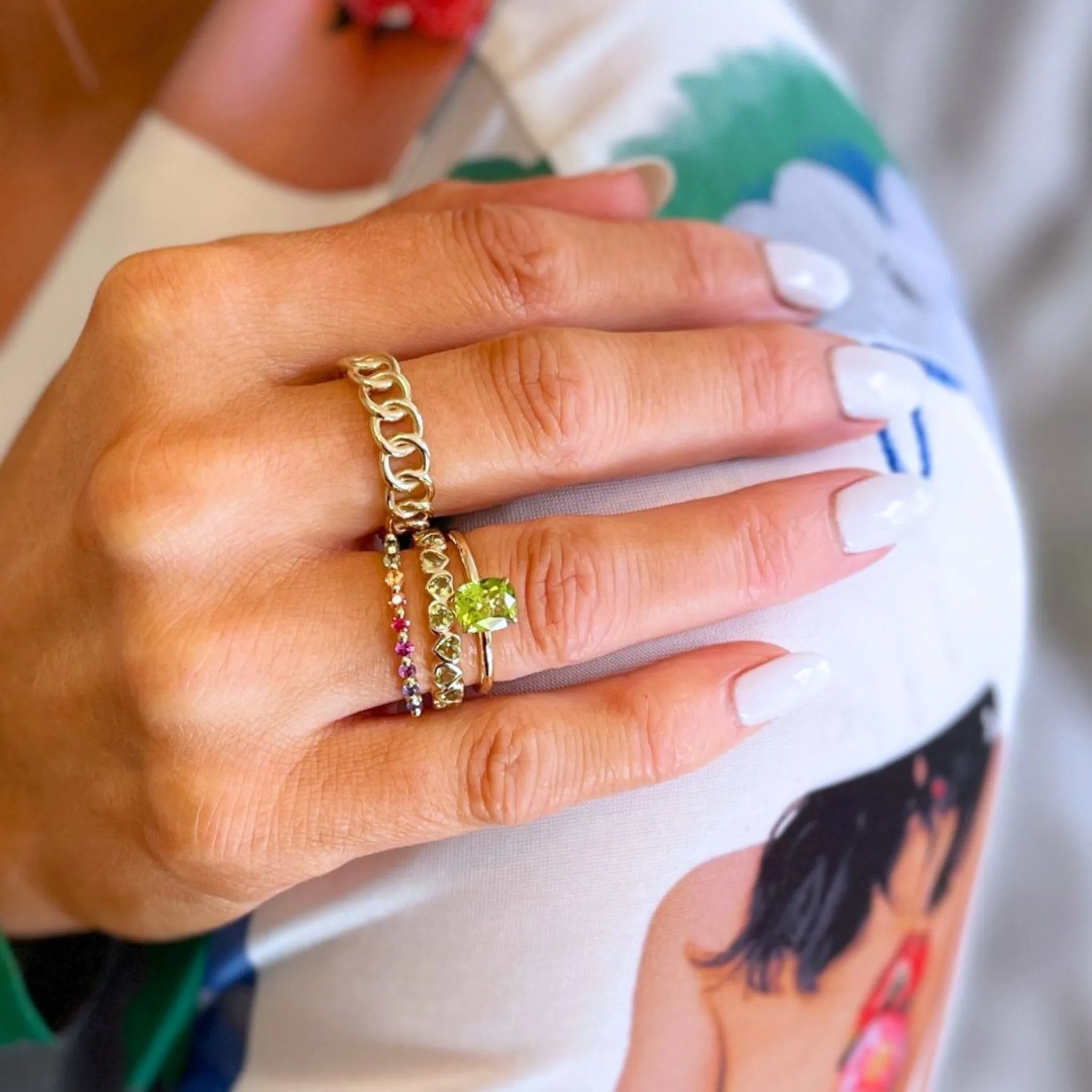 Single Prong Rainbow Ring