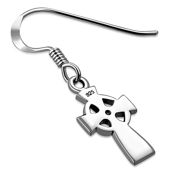Small Celtic Cross Earrings - Sterling Silver