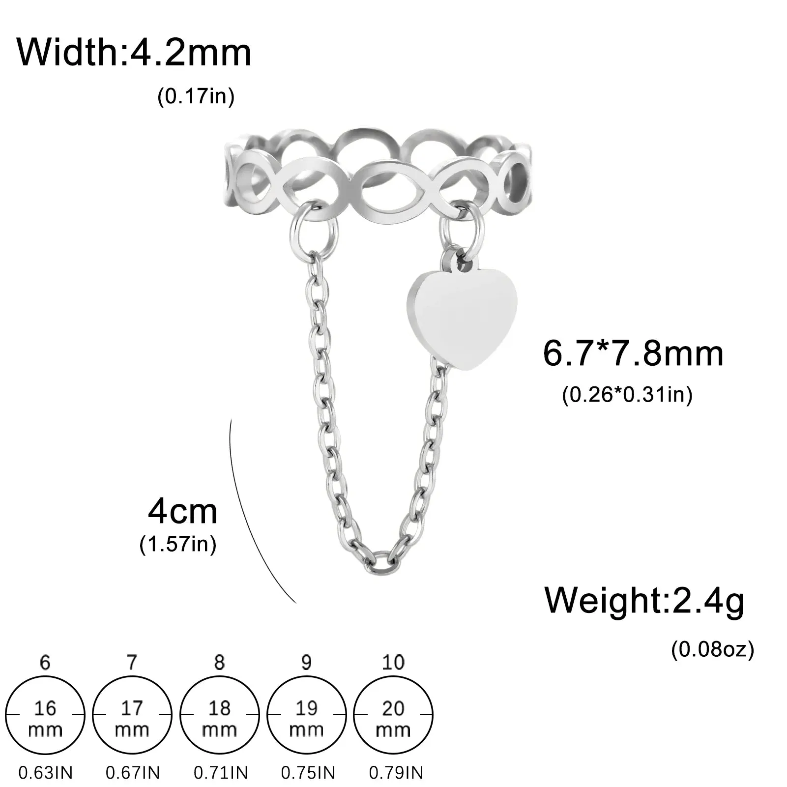Stainless Steel Infinity & Geometric Couple Rings with Round Pendant - Engagement Jewelry Gift