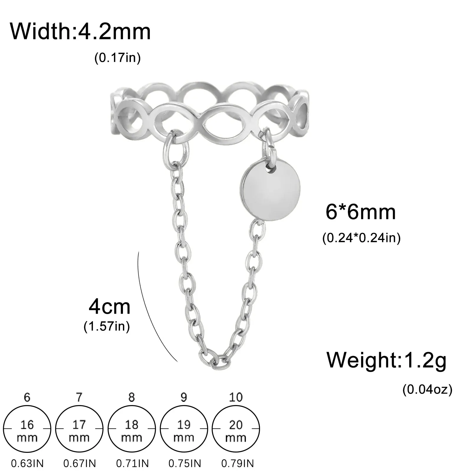 Stainless Steel Infinity & Geometric Couple Rings with Round Pendant - Engagement Jewelry Gift