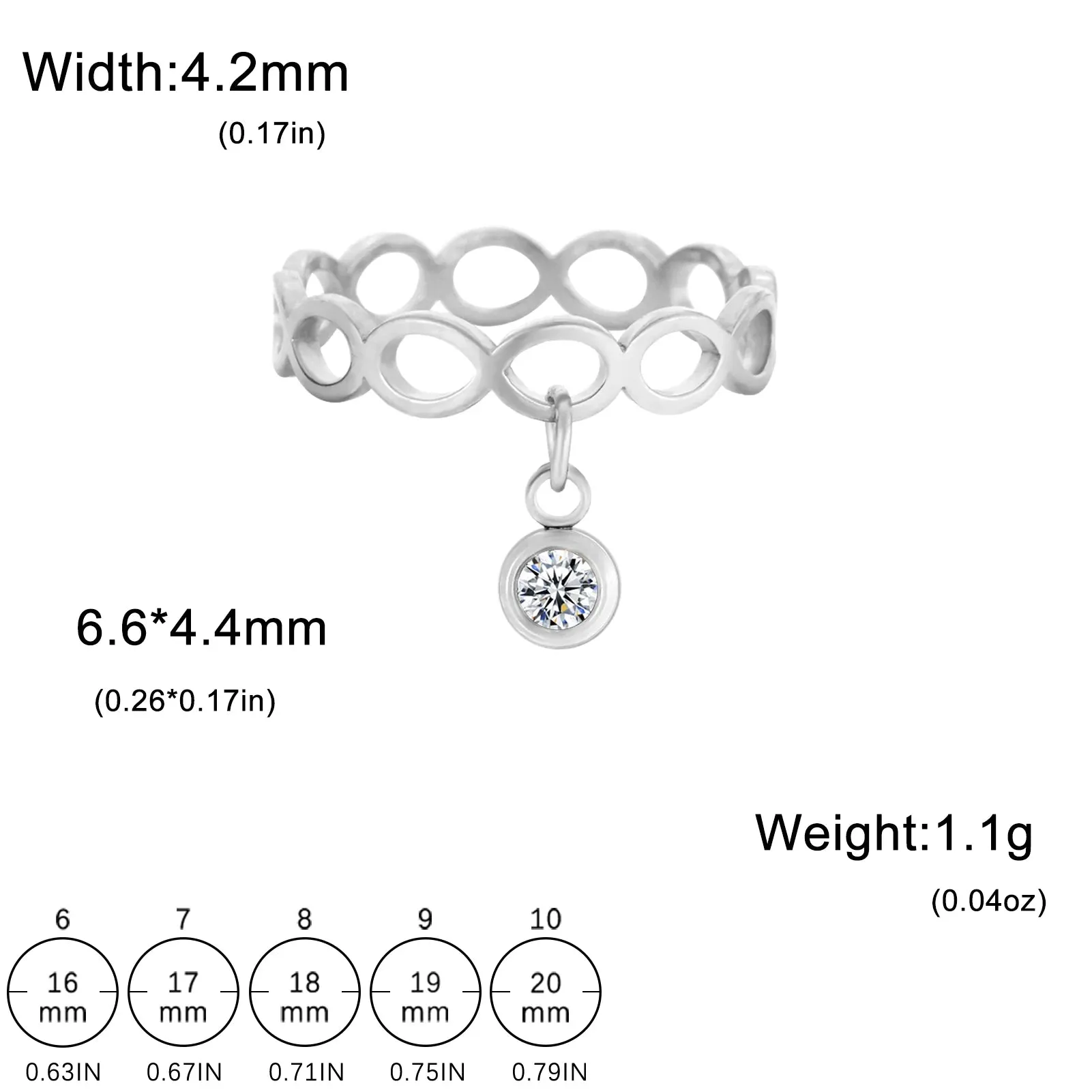 Stainless Steel Infinity & Geometric Couple Rings with Round Pendant - Engagement Jewelry Gift