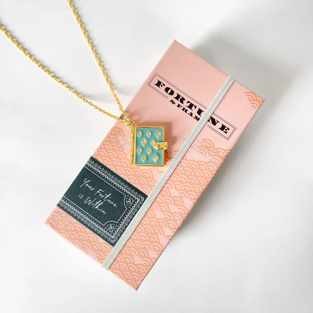Stardust Book Locket (Aquamarine) - Gold