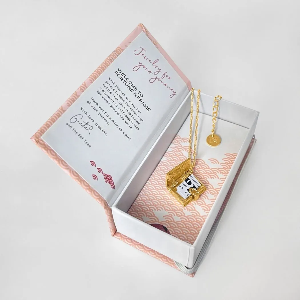 Stardust Book Locket (Aquamarine) - Gold