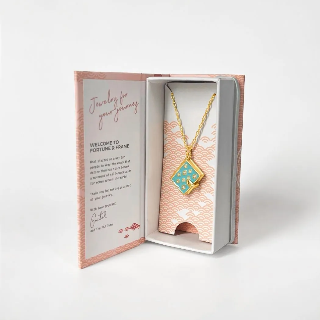 Stardust Book Locket (Aquamarine) - Gold