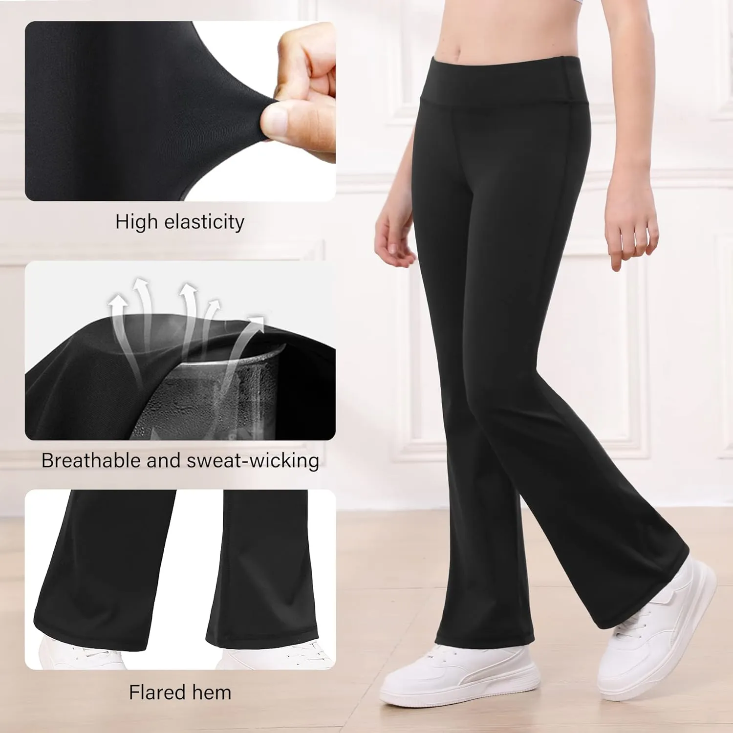 Stelle Girl's Flare Leggings High Waisted Yoga Pants Bootcut Dance Casual Pants Activewear Kids Bell Bottoms