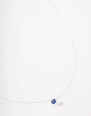 Sterling Silver Blue Stone Butterfly Pendant Necklace