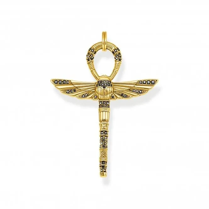 Sterling Silver Gold Plated Egyptian Cross Pendant PE741-414-11
