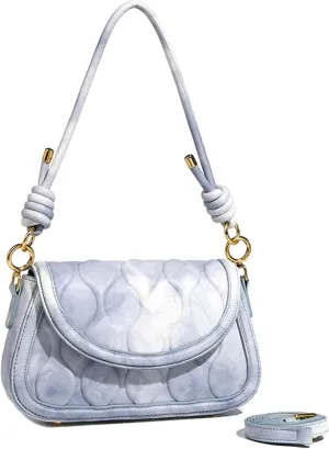 Stylish Underarm Bag for Women PU Leather Flap Crossbody Saddle Shoulder Bag Embossed Handbag Purse Designer Satchelbag2169OWOISS