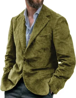 Suit for Men Corduroy Jacket Slim Fit Single Breasted Blazers Mens Sport Coats Tweed Jacket Formal Clothes
