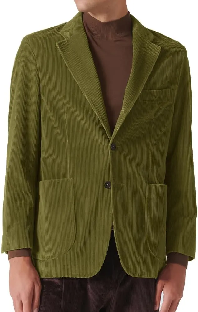 Suit for Men Corduroy Jacket Slim Fit Single Breasted Blazers Mens Sport Coats Tweed Jacket Formal Clothes