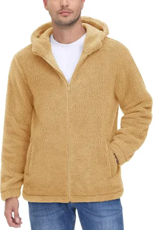 TACVASEN Men's Fuzzy Sherpa Jacket Fleece Lined Zip Up Hoodies Winter Thermal Work Casual Warm Jackets Plain Coats